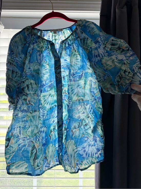 Chico's Tops - Chico’s Lightweight Blue Floral Button-Front Women’s Top